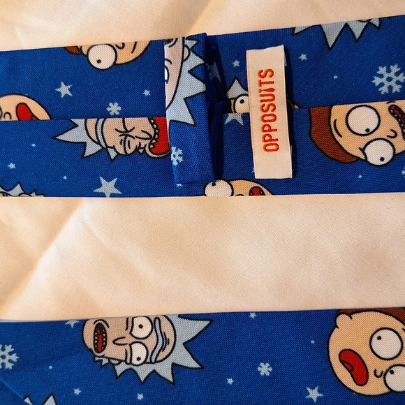 Rick and Morty Adult Swim Opposuits Mens Neck Tie. Blue snowflake. - Picture 5 of 6